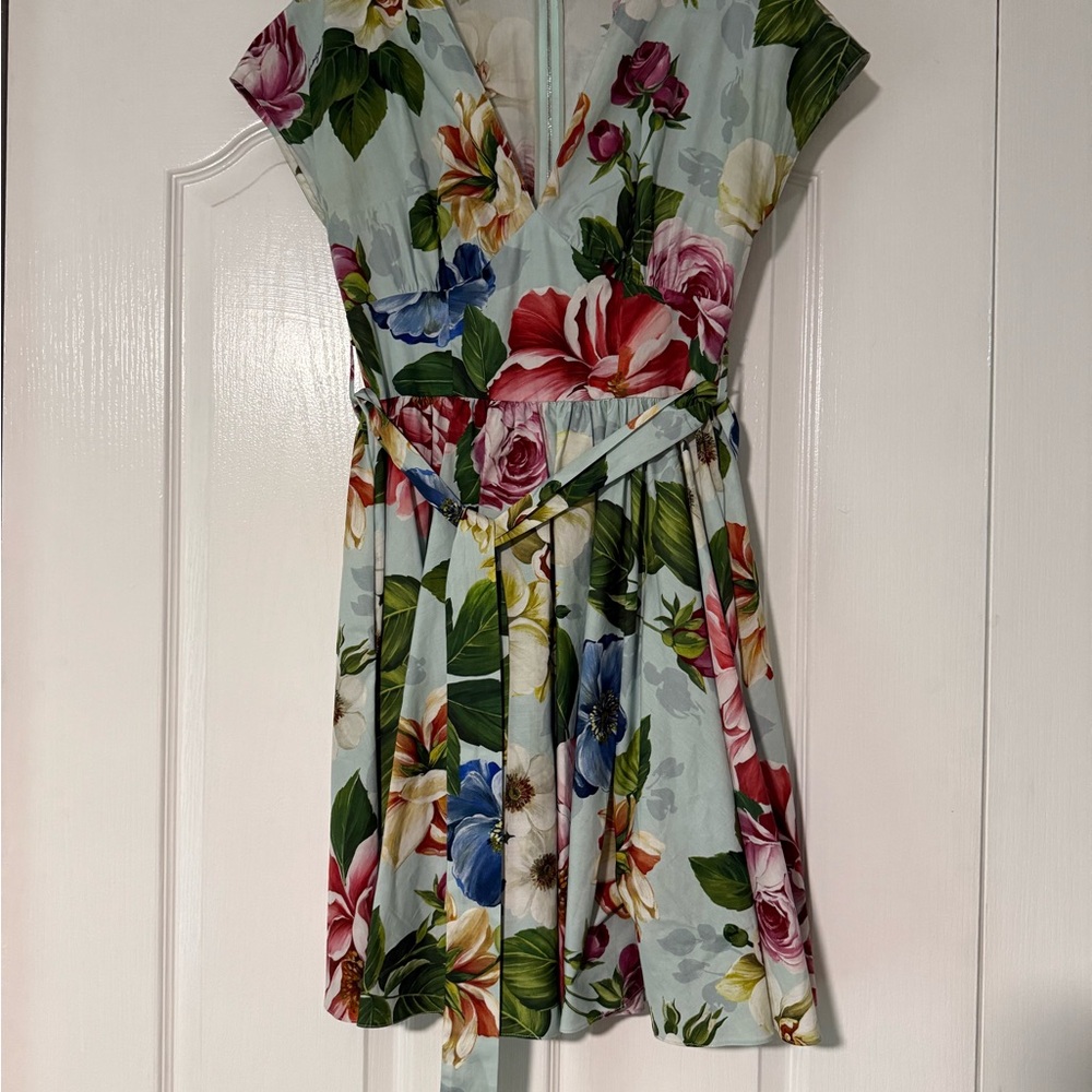 Dolce & Gabbana Light Blue Floral Midi Dress